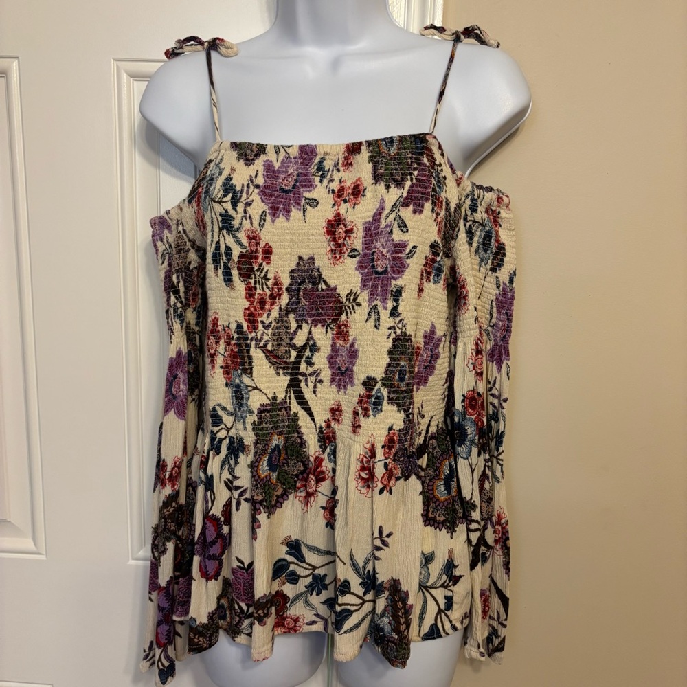 Altar’d State Cold Shoulder Smocked Floral Top
